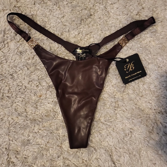 COPY - NWT Honey Birdette EMILY Faux Leather Mahogany Thong Sz L - Picture 5 of 5